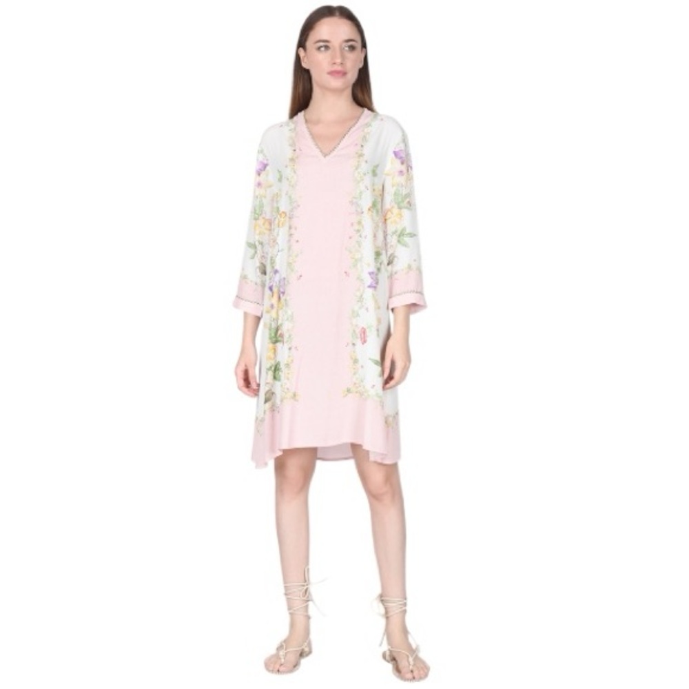 Blank London Sharon Floral Tunic Dress Cover Up Blush Pink NWT Anthropologie
